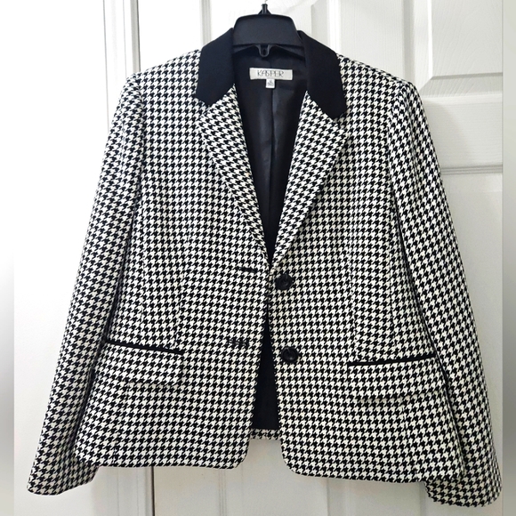 Kasper black and white Houndstooth blazer. Size 12 - Picture 3 of 6